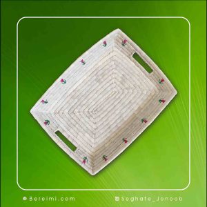 سینی حصیری دسته دار مدل گل لاله